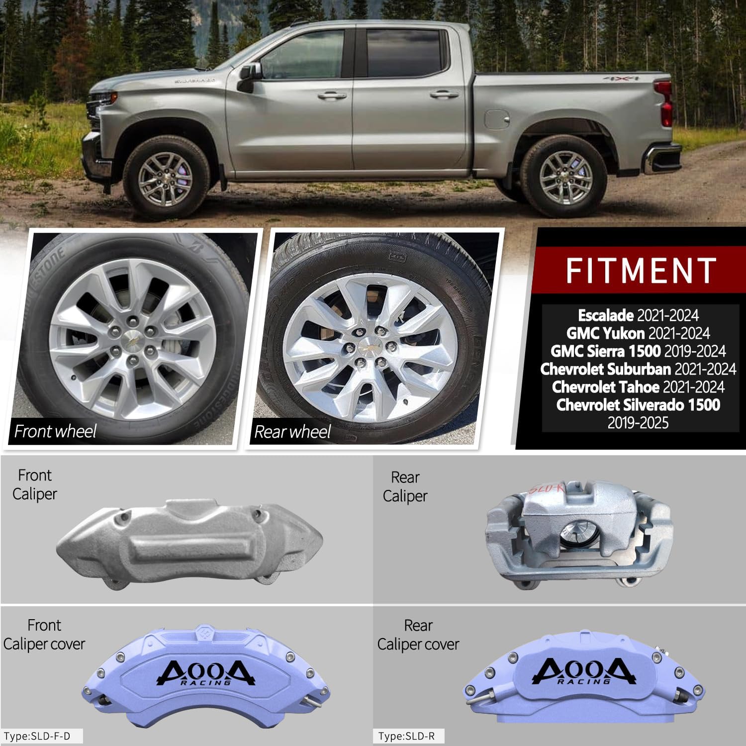 Car aluminum alloy special car special buckle screw fixed caliper cover (4PCS luxury upgrade version)