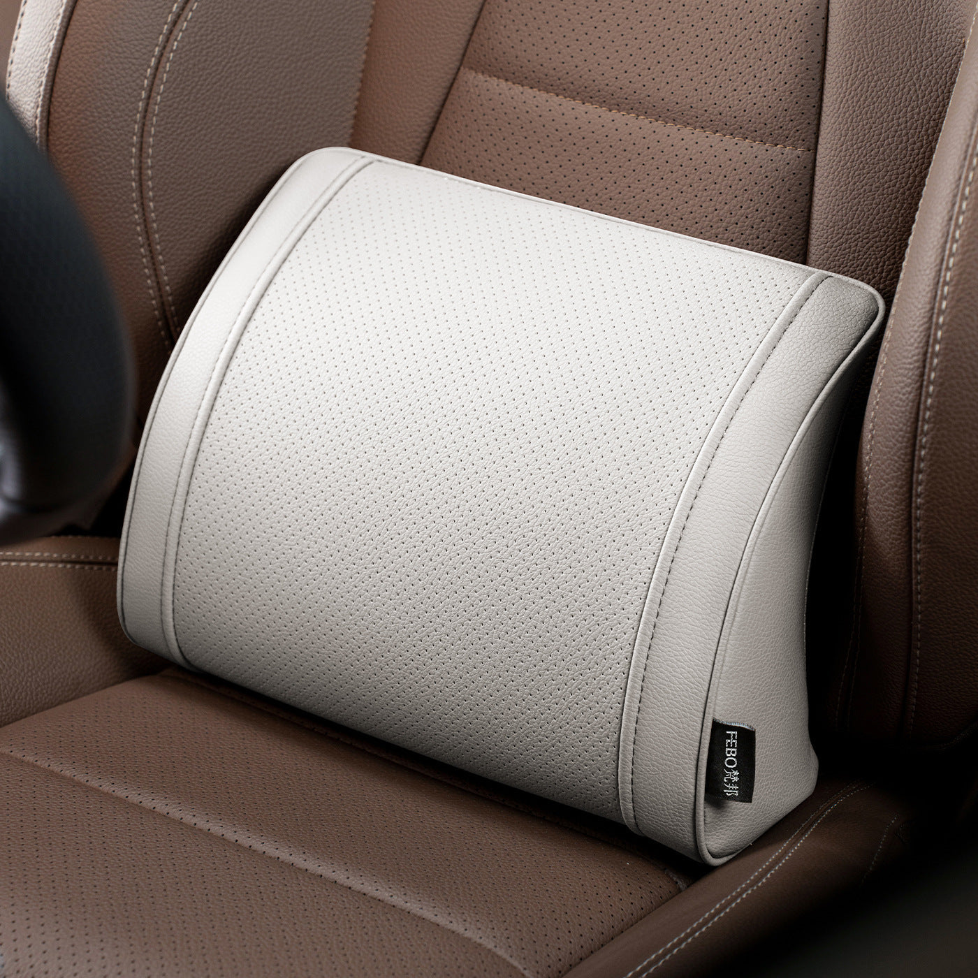 Luxury leather custom car headrest, car neck pillow, car seat lumbar cushion