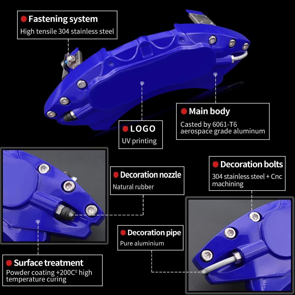 Car aluminum alloy special car special buckle screw fixed caliper cover (4PCS luxury upgrade version)