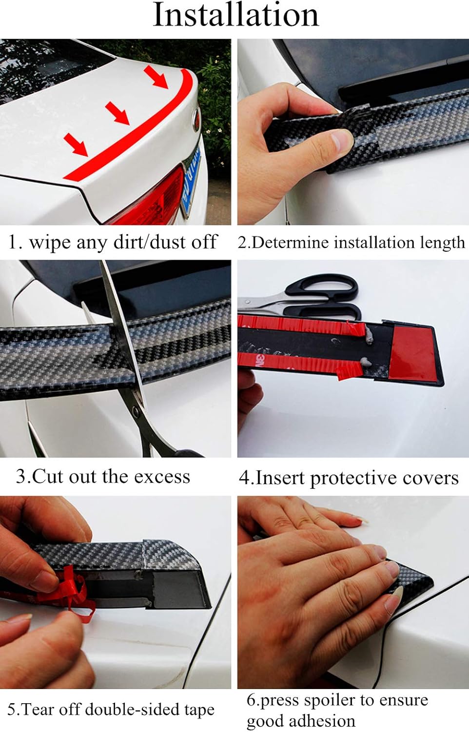 Carbon Fiber Rubber Rear Spoiler Tail Wing