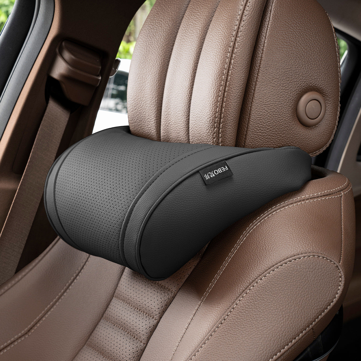 Luxury leather custom car headrest, car neck pillow, car seat lumbar cushion