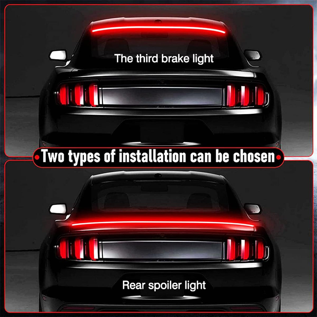 Universal Exterior Rear Roof Spoiler Tail Wing Splitter Carbon Fiber Accessories LED Strip Lights for Cars Driving Brake Turn Signal Running Warning Trim Lamp