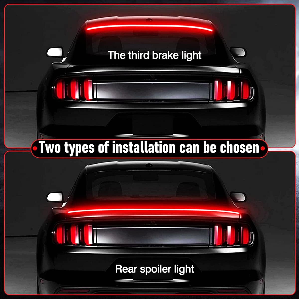 Universal Exterior Rear Roof Spoiler Tail Wing Splitter Carbon Fiber Accessories LED Strip Lights for Cars Driving Brake Turn Signal Running Warning Trim Lamp