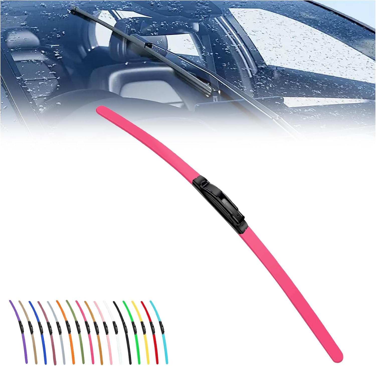 2025 New Colorful Boneless Silent Windshield Wipers  ,All Season Automotive Replacement Windshield Wipers Front Windshield Windshield Blade Window Wipers for Car
