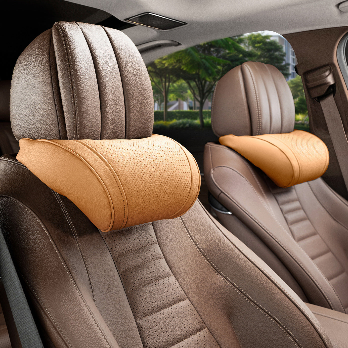 Luxury leather custom car headrest, car neck pillow, car seat lumbar cushion