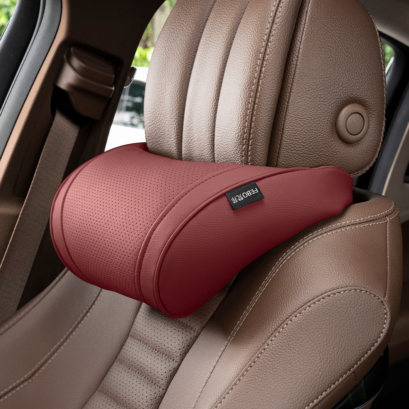 Luxury leather custom car headrest, car neck pillow, car seat lumbar cushion