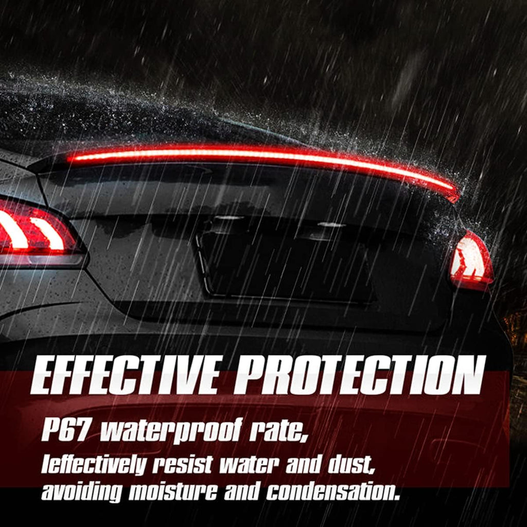 Universal Exterior Rear Roof Spoiler Tail Wing Splitter Carbon Fiber Accessories LED Strip Lights for Cars Driving Brake Turn Signal Running Warning Trim Lamp