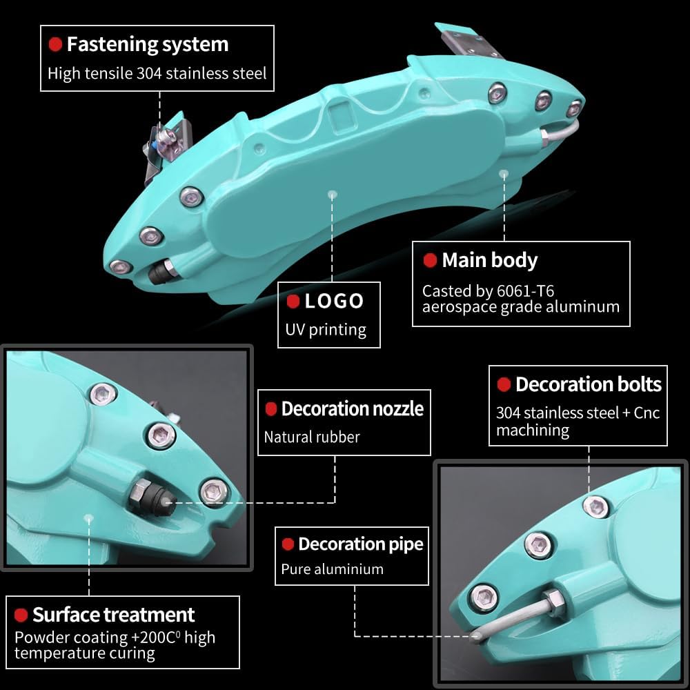 Car aluminum alloy special car special buckle screw fixed caliper cover (4PCS luxury upgrade version)