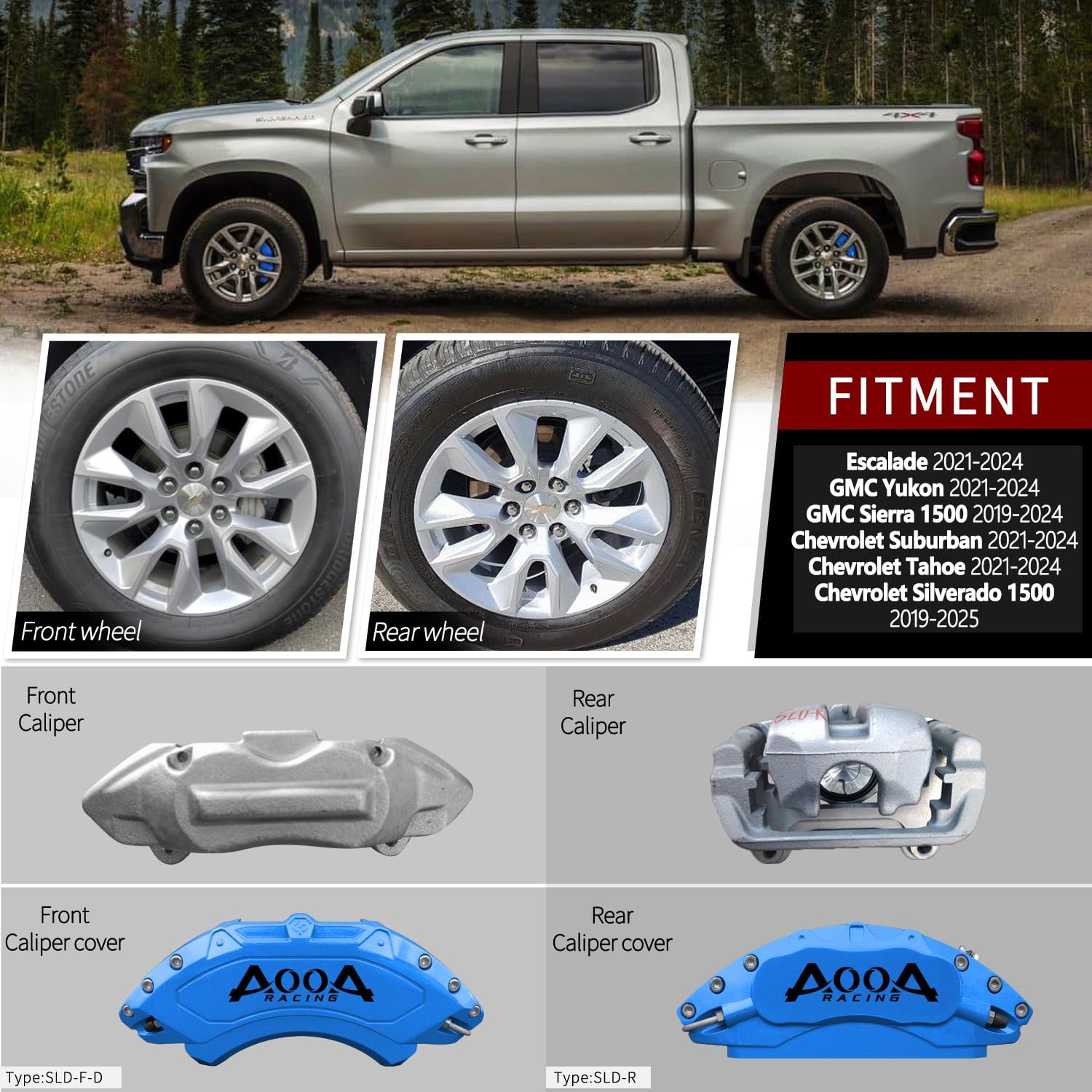 Car aluminum alloy special car special buckle screw fixed caliper cover (4PCS luxury upgrade version)