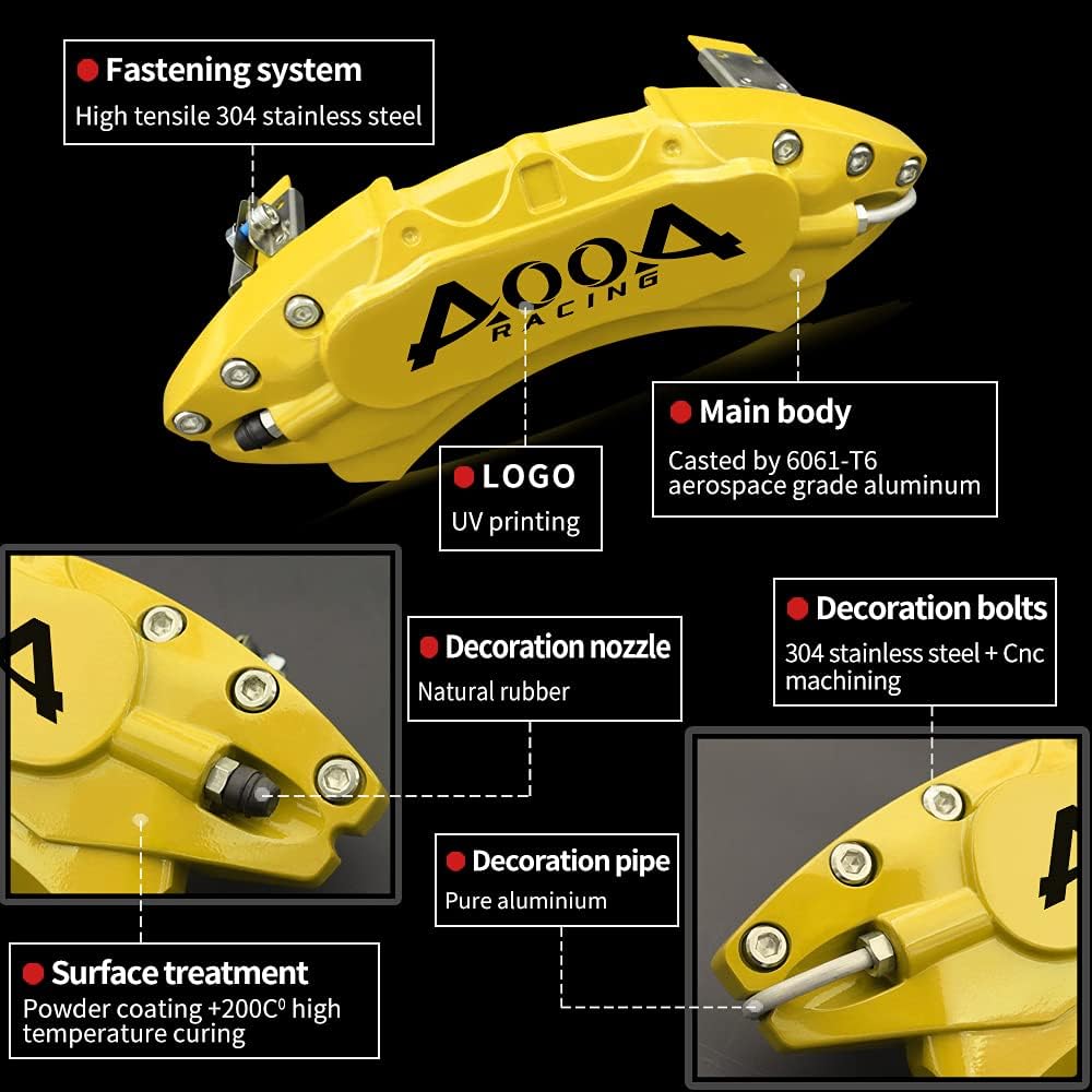 Automobile aluminum alloy caliper cover special car special buckle screw fixed caliper cover (4PCS)