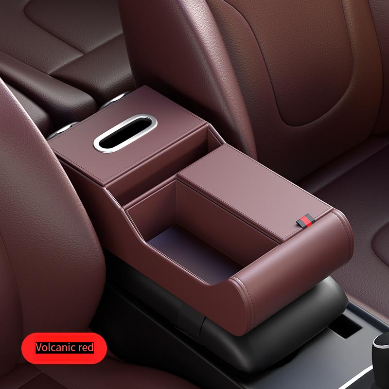 High-end car central armrest box storage box double capacity folding double cup holder car armrest box tissue box