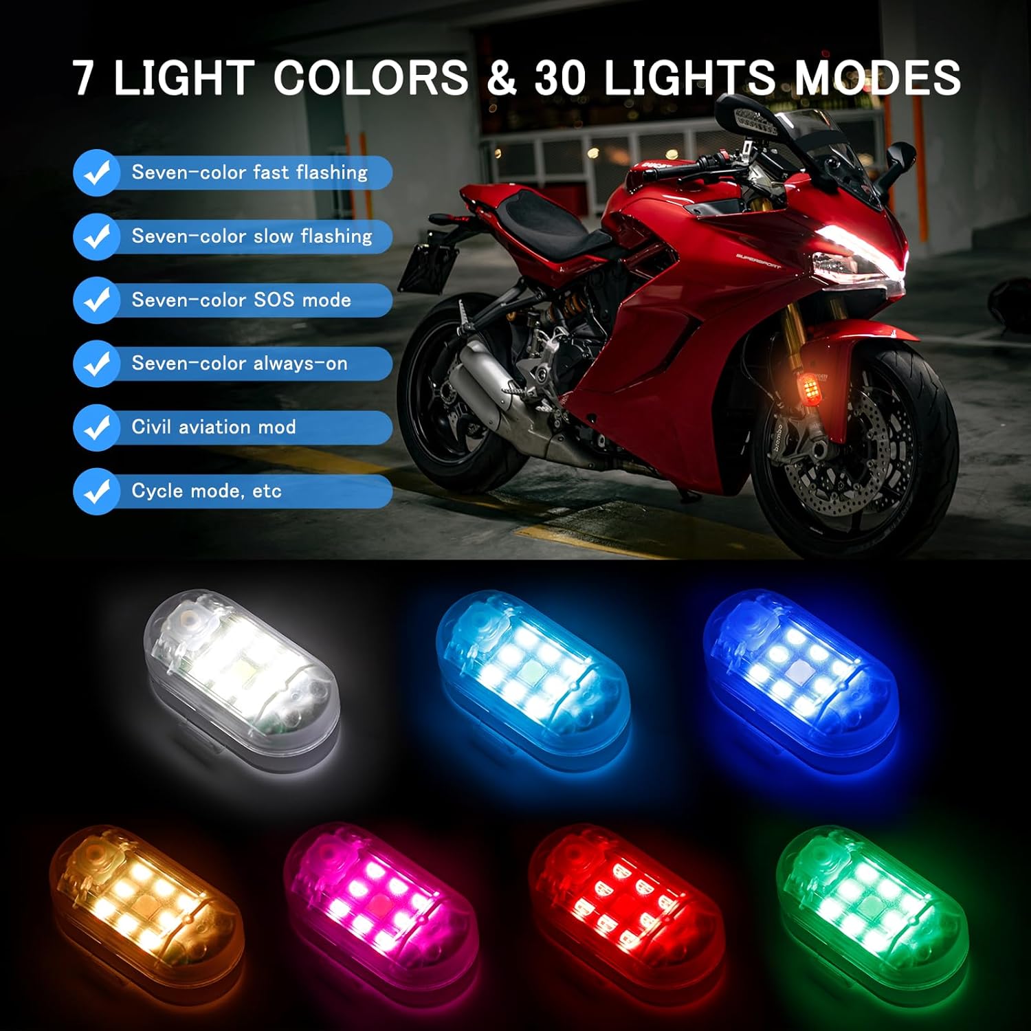 Wireless Remote Control Anti-Collision LED Strobe Light Kit