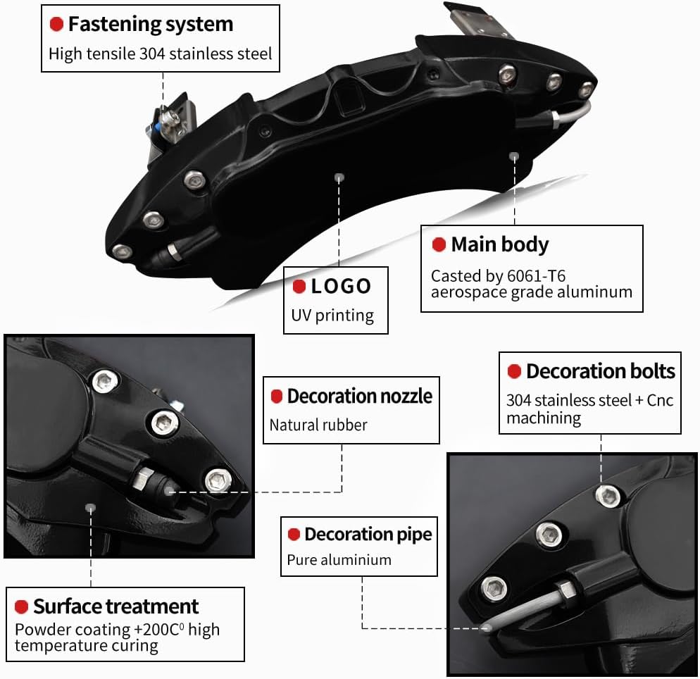 Car aluminum alloy special car special buckle screw fixed caliper cover (4PCS luxury upgrade version)