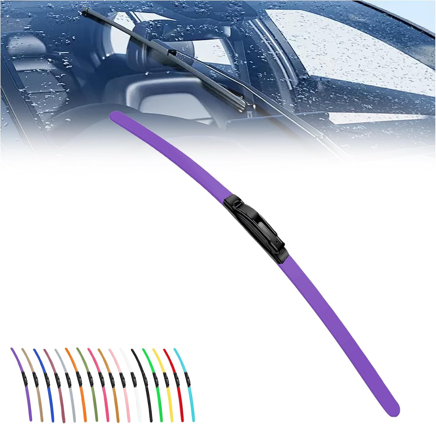 2025 New Colorful Boneless Silent Windshield Wipers  ,All Season Automotive Replacement Windshield Wipers Front Windshield Windshield Blade Window Wipers for Car