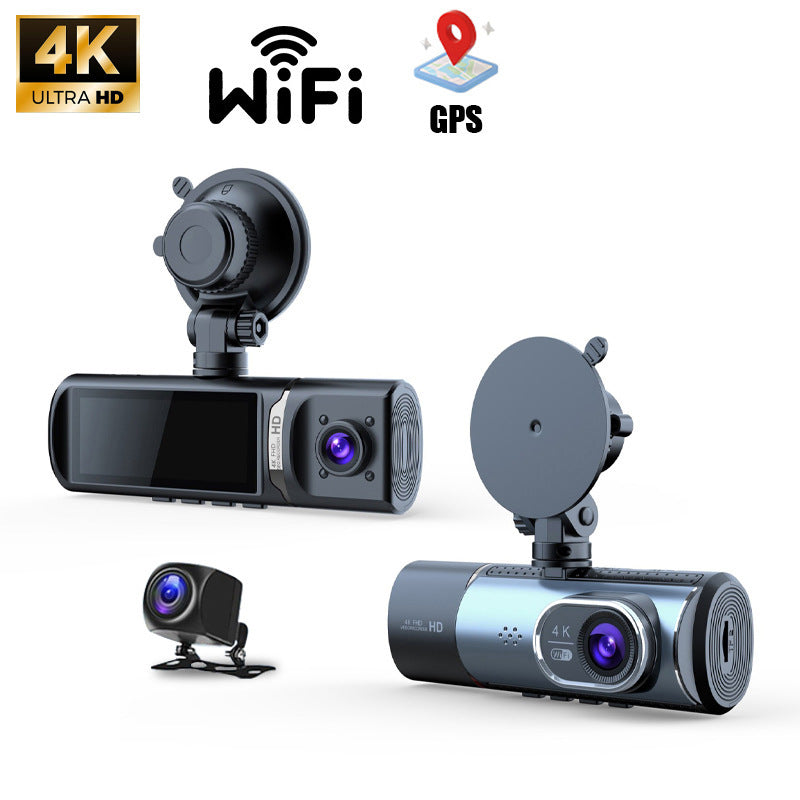 New Three-Record Three-Screen Display 4K Ultra-Clear 3.16-Inch High-Definition Screen Wifi Connected To Gps Driving Recorder