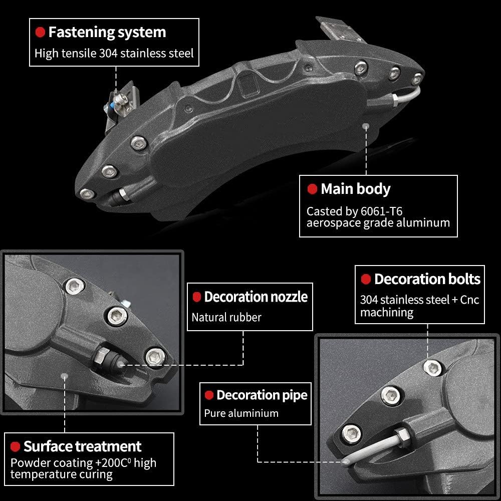 Automobile aluminum alloy caliper cover special car special buckle screw fixed caliper cover (4PCS)