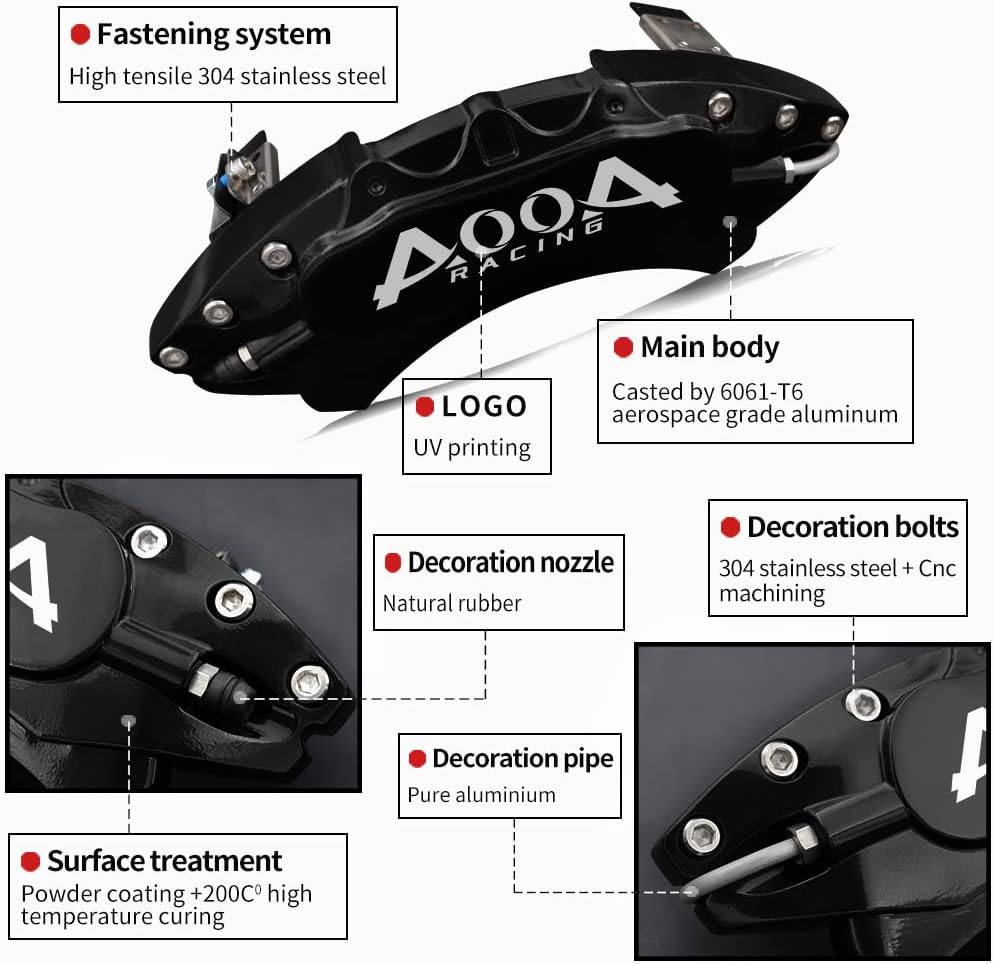 Car aluminum alloy special car special buckle screw fixed caliper cover (4PCS luxury upgrade version)