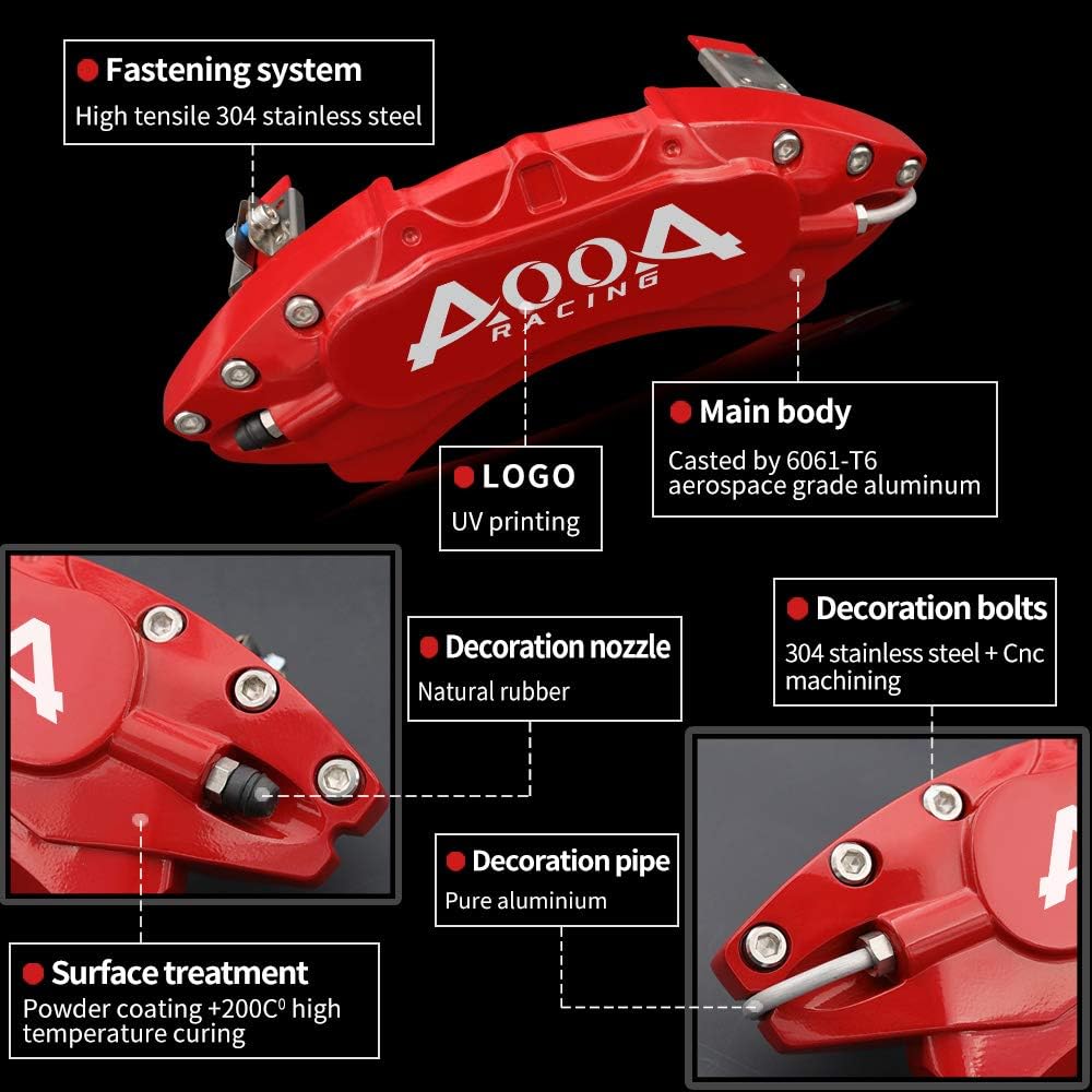 Automobile aluminum alloy caliper cover special car special buckle screw fixed caliper cover (4PCS)