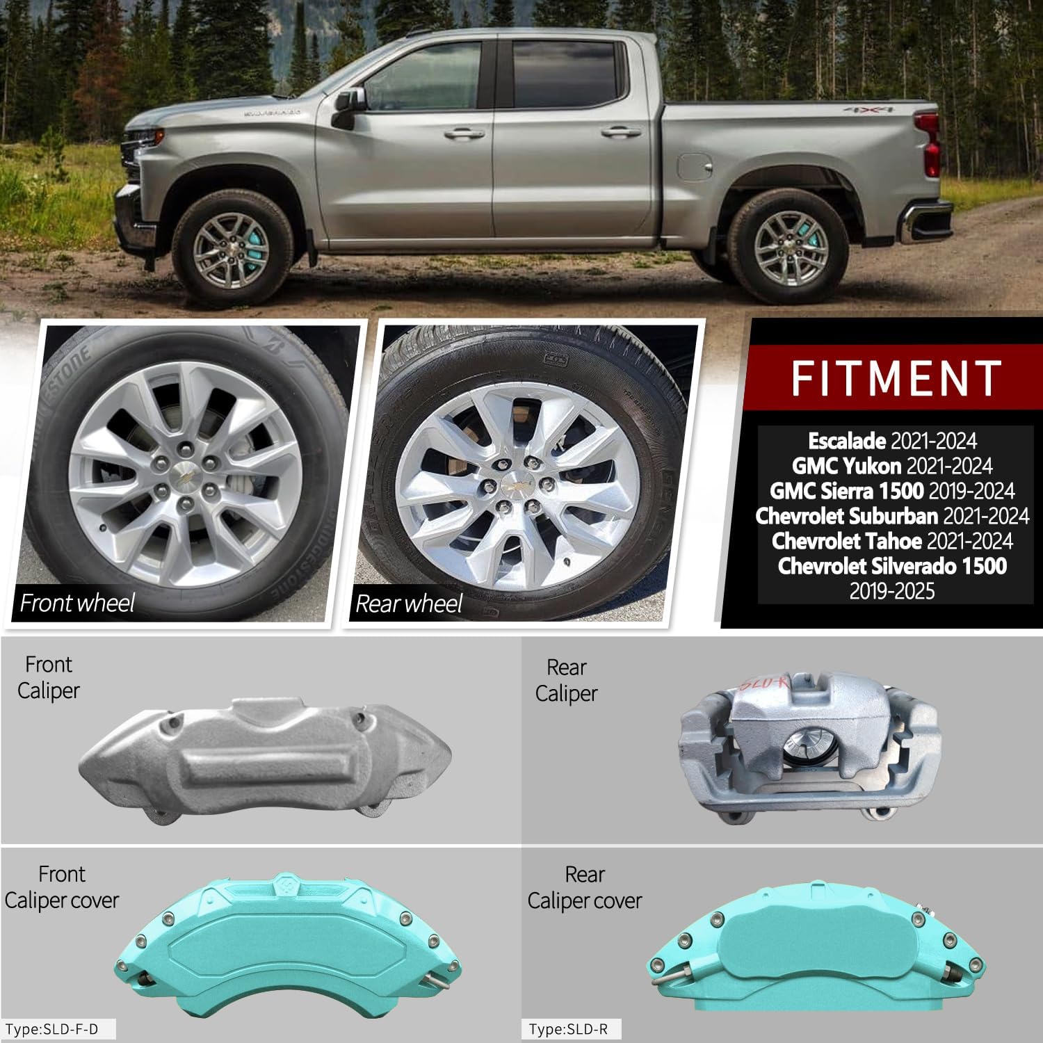 Car aluminum alloy special car special buckle screw fixed caliper cover (4PCS luxury upgrade version)