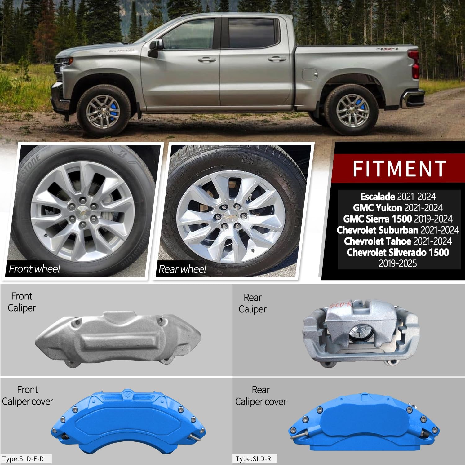 Car aluminum alloy special car special buckle screw fixed caliper cover (4PCS luxury upgrade version)