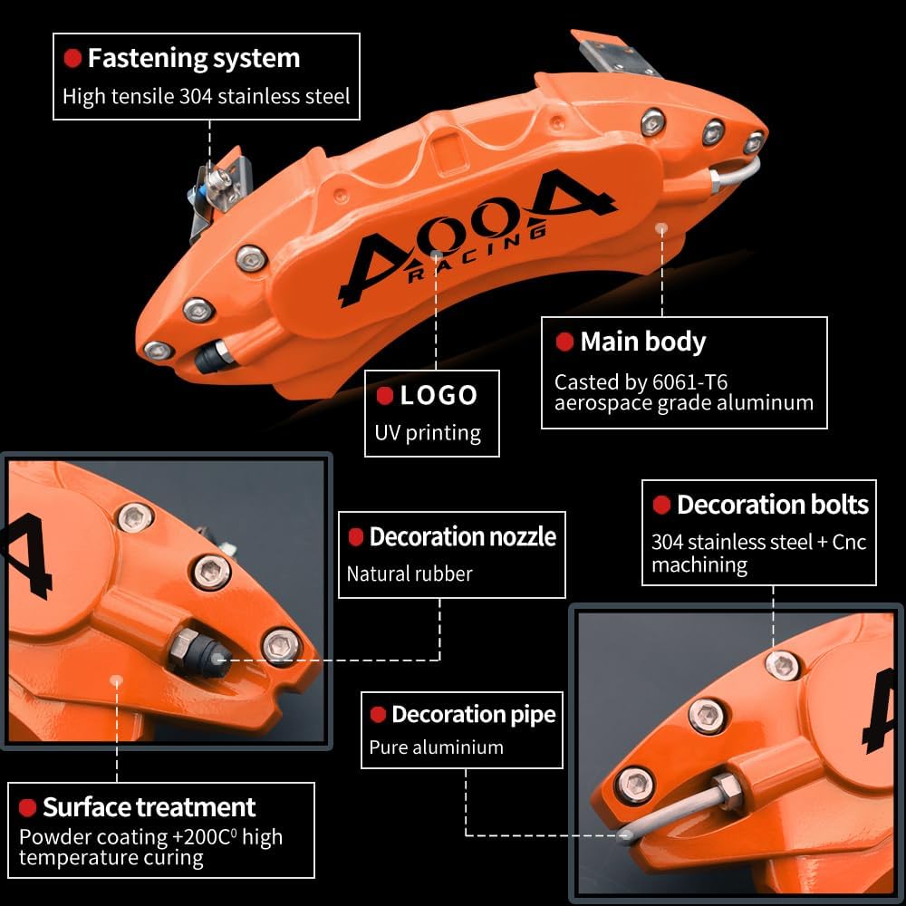 Car aluminum alloy special car special buckle screw fixed caliper cover (4PCS luxury upgrade version)