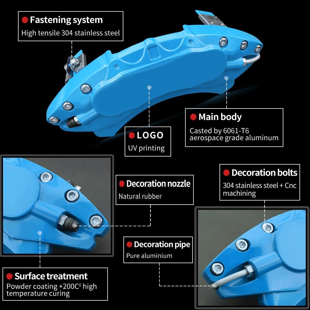 Car aluminum alloy special car special buckle screw fixed caliper cover (4PCS luxury upgrade version)