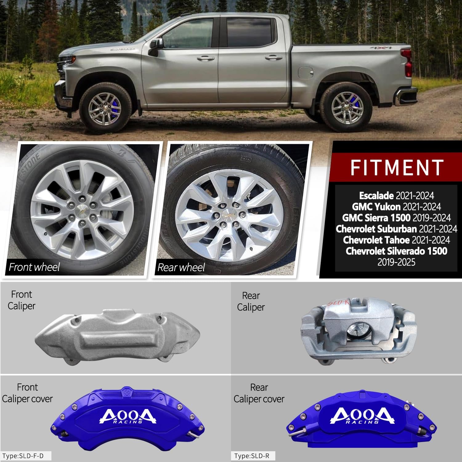 Car aluminum alloy special car special buckle screw fixed caliper cover (4PCS luxury upgrade version)