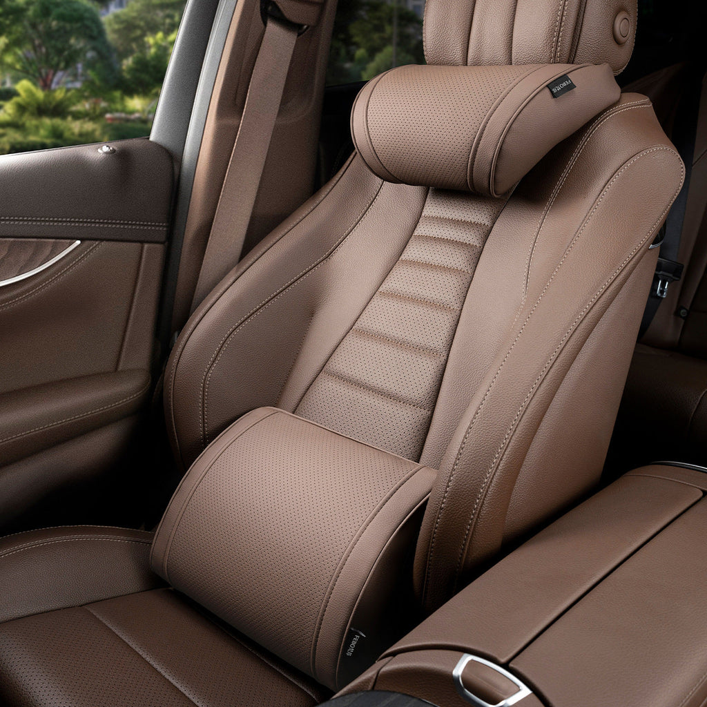 Luxury leather custom car headrest, car neck pillow, car seat lumbar cushion