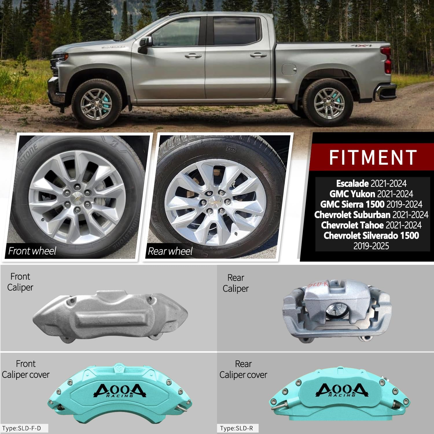 Car aluminum alloy special car special buckle screw fixed caliper cover (4PCS luxury upgrade version)