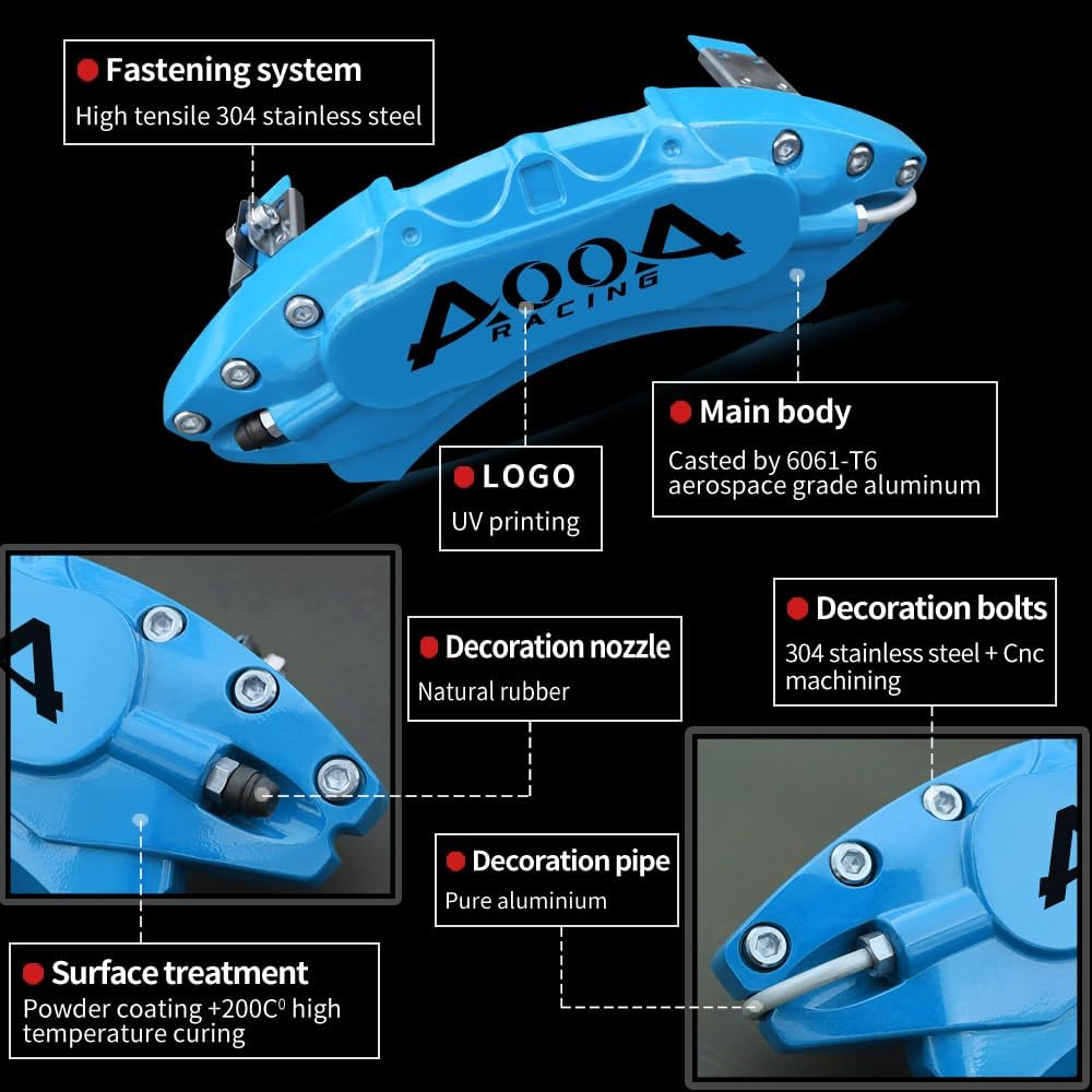 Car aluminum alloy special car special buckle screw fixed caliper cover (4PCS luxury upgrade version)