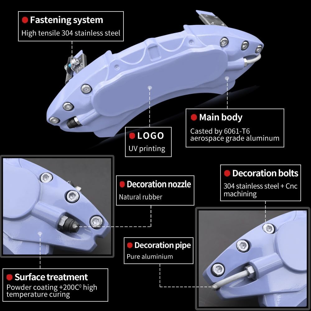 Car aluminum alloy special car special buckle screw fixed caliper cover (4PCS luxury upgrade version)