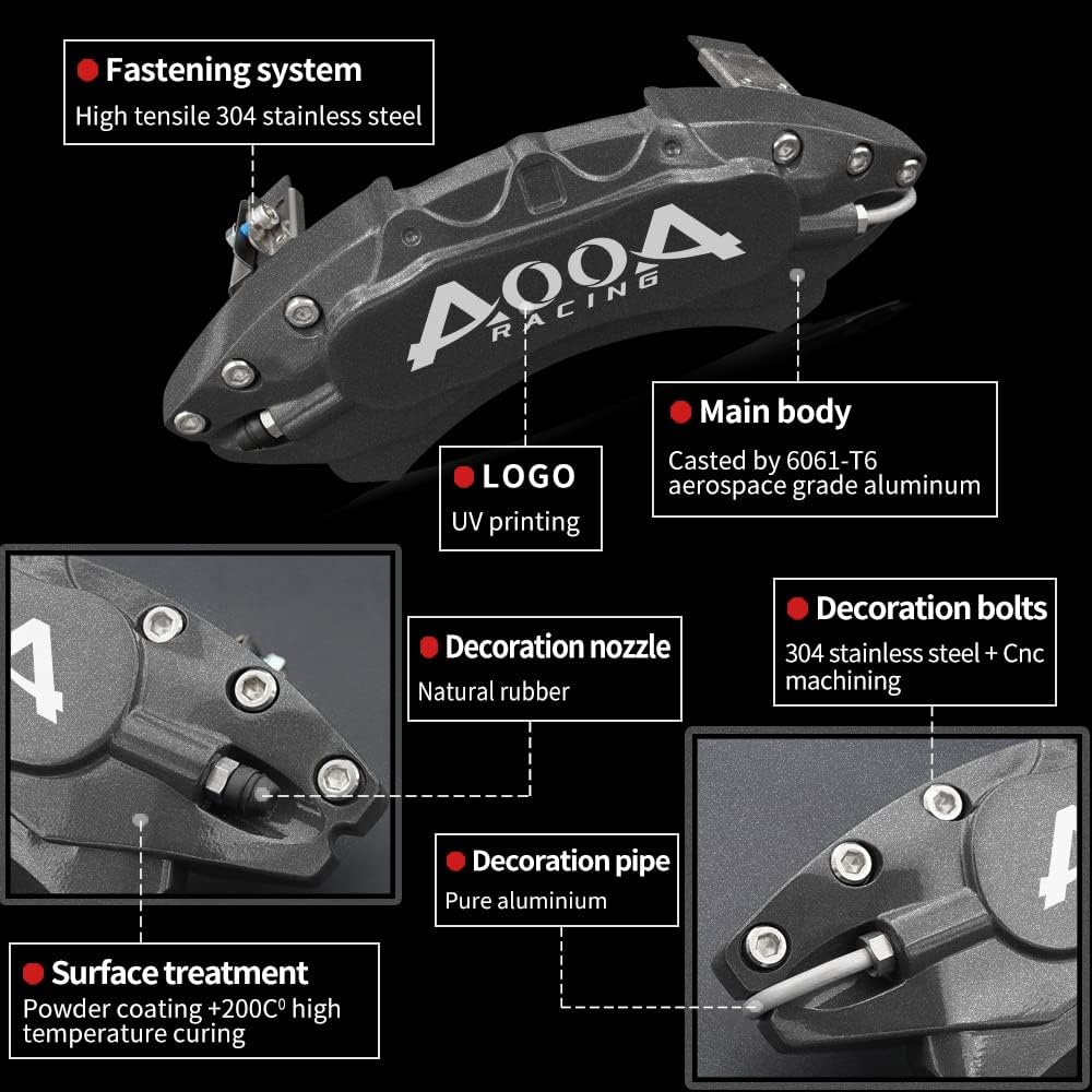 Car aluminum alloy special car special buckle screw fixed caliper cover (4PCS luxury upgrade version)