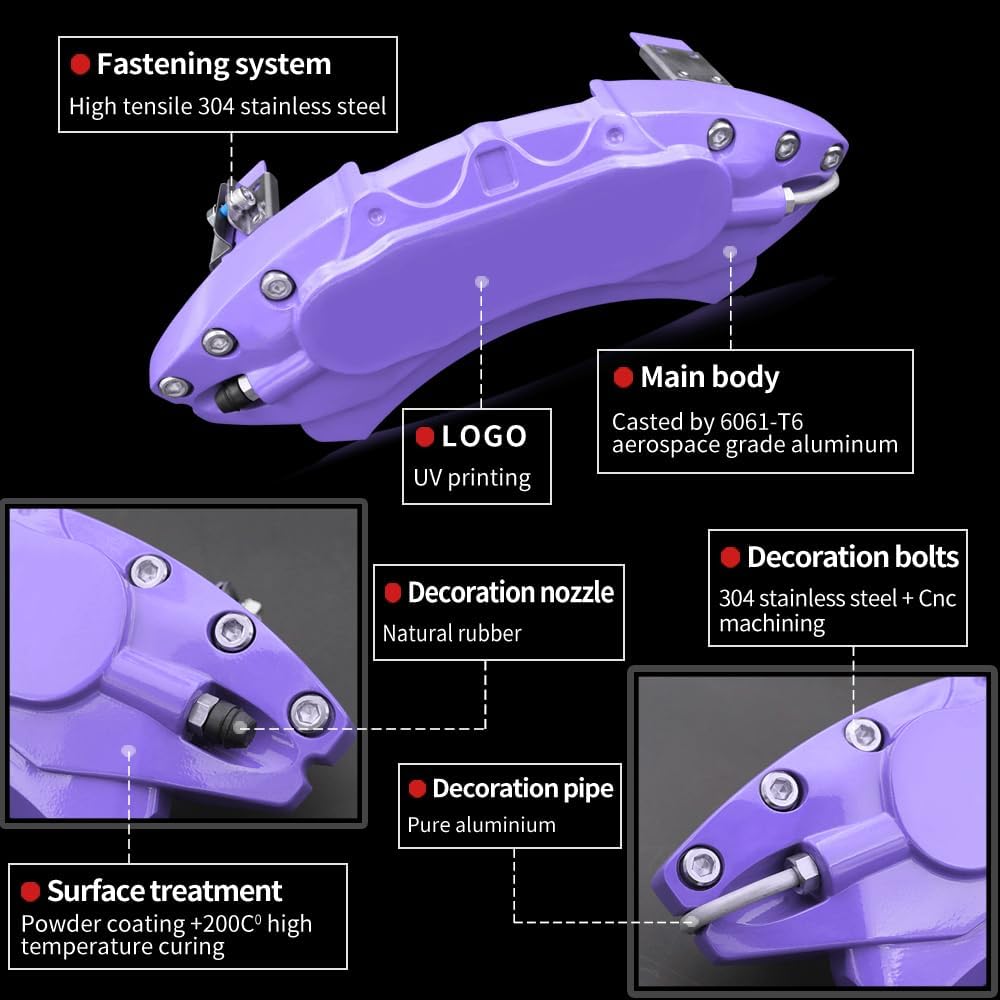 Car aluminum alloy special car special buckle screw fixed caliper cover (4PCS luxury upgrade version)